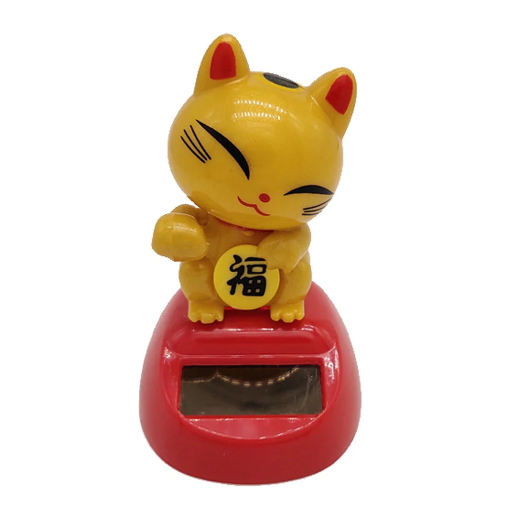 Dancing Lucky Cat Figure Model - Solar Power Model Doll Figurine Statue Kid Educational Science Toy Gift Home Decor
