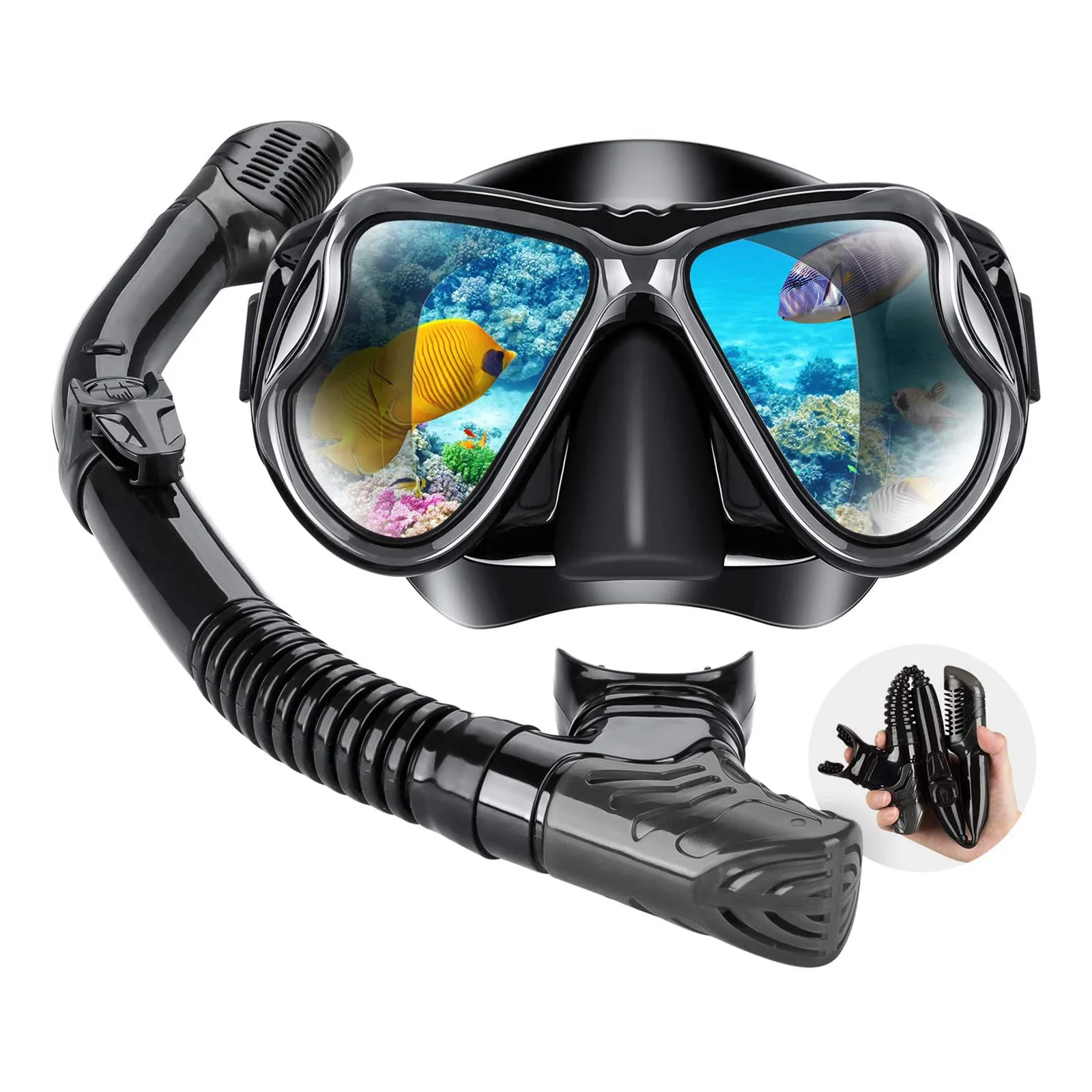 Dry Snorkel Gear Snorkeling Diving Equipment Anti-Fog Dive Mask Snorkel Goggles Scuba Diving Freediving Spearfishing Swimming
