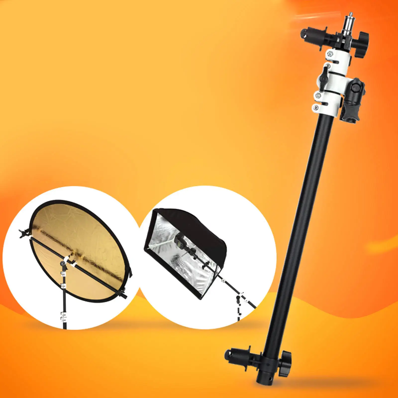 Holder Bracket Swivel Head Reflector Disc Arm Support with Telescopic Boom Arm Top Light for Speedlite Mini Flash Strobe