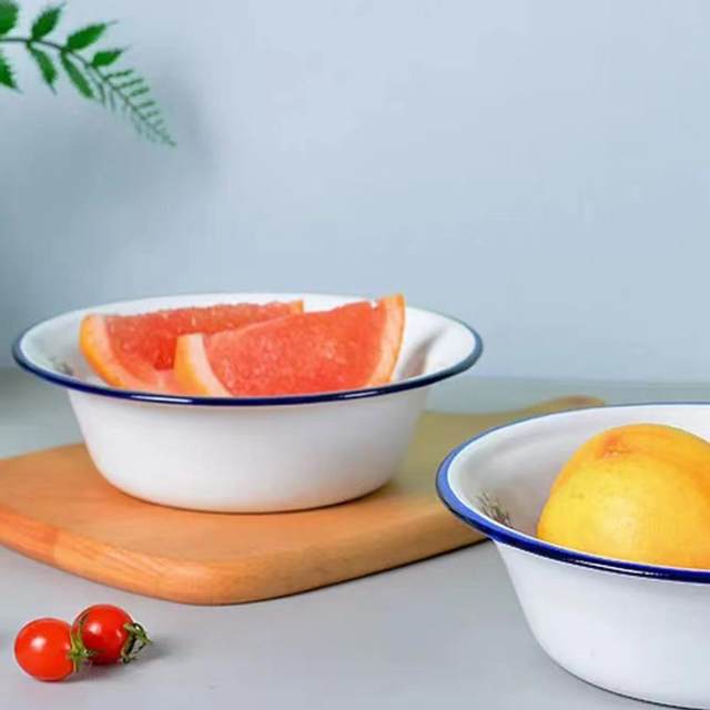 Enamel plate. Classic retro thickened enamel rice plate. Enamel dish. Enamel  fruit tray. 10 pieces / 1