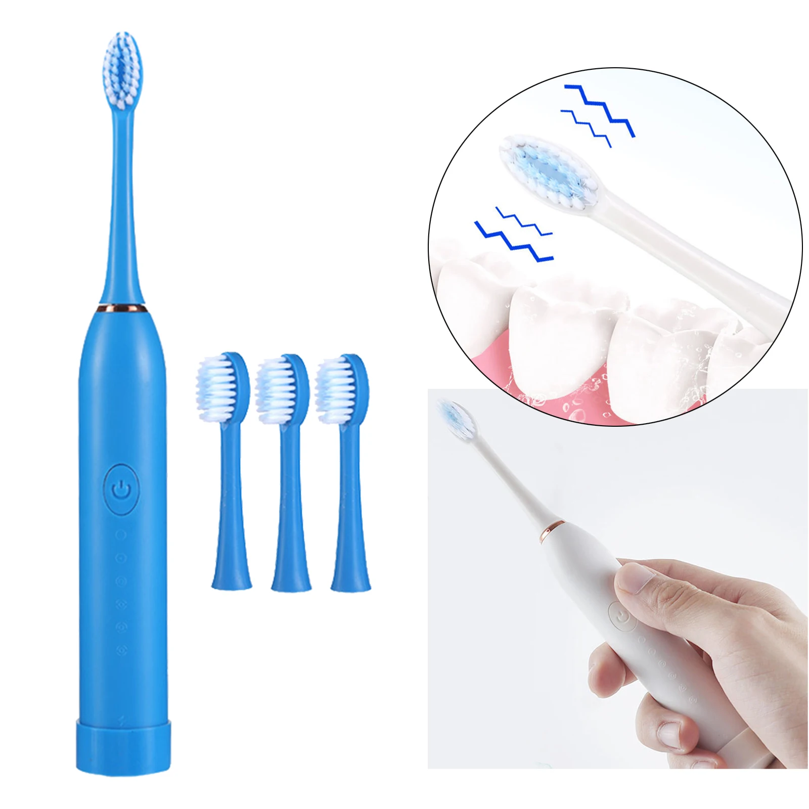 USB Charging Ultrasonic Electric Toothbrush Automatic Intelligent Timing, Sonic Vibration Zone Change Reminder