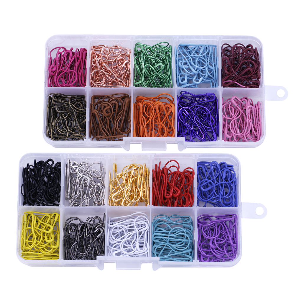 600 Pieces Assorted Bulb Safety Pins Calabash Pins Pear Shaped Pins Knitting Stitch Markers with Storage Box