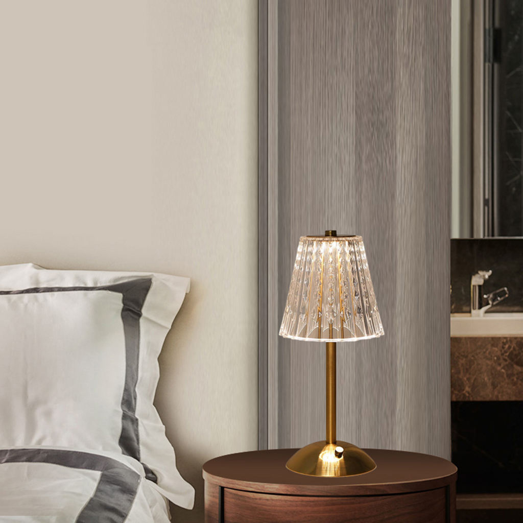 Crystal Bedside Table Lamp LED Touch Control for Decorative Dining Room