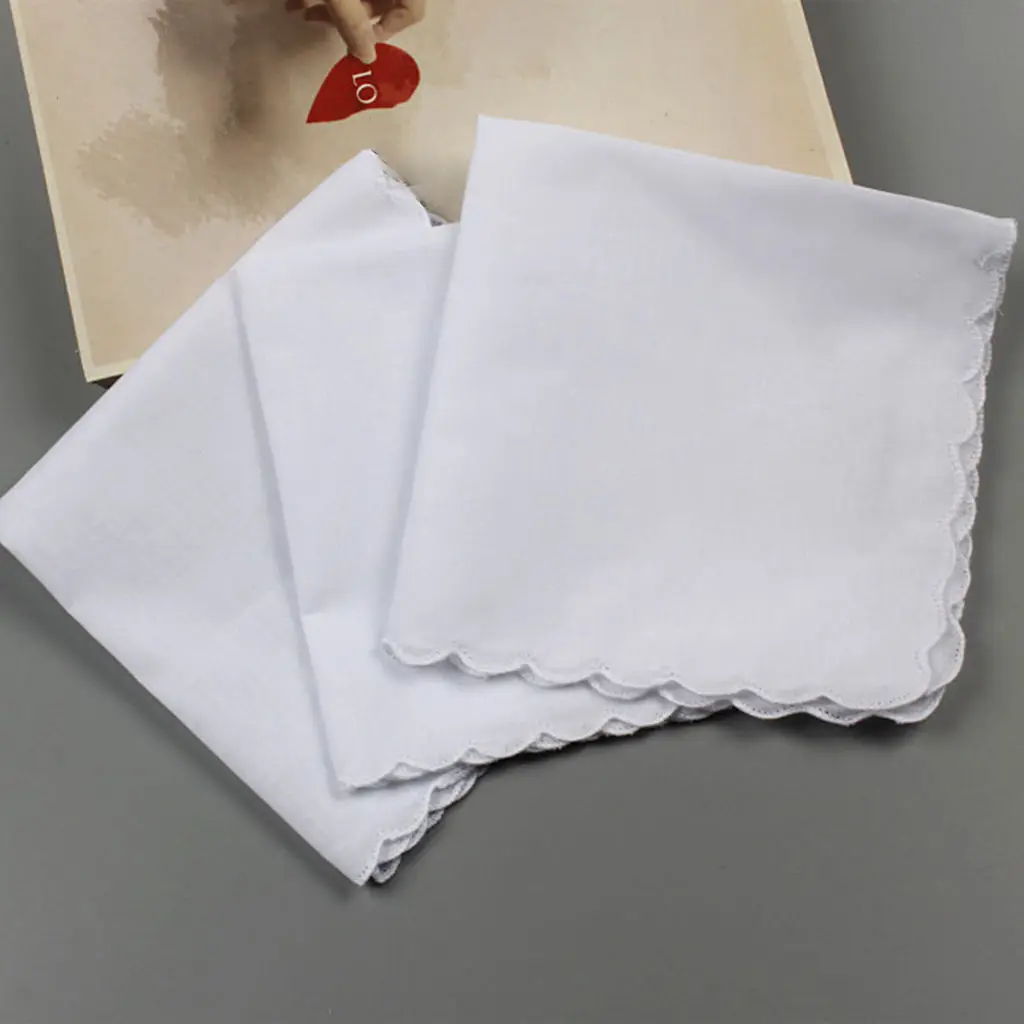   Cotton White Handkerchiefs Hanky Pocket Square for Men Women 28x29cm