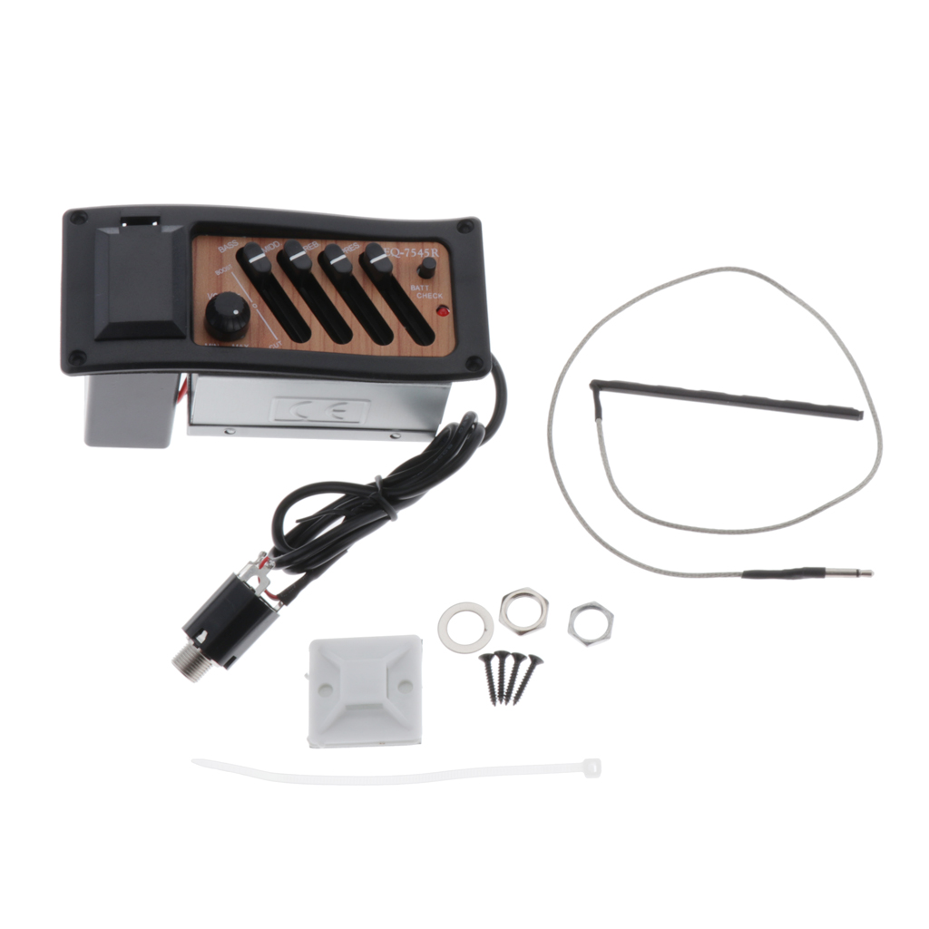 Acoustic Guitar Pickup Pre-Amp Piezo Tuner Active Complete Kit EQ-7545R
