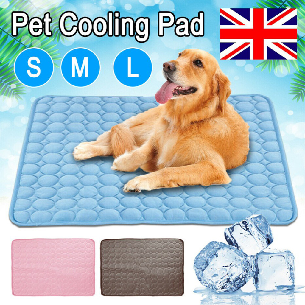 Pet Dog Cooling Mat Breathable Ice Silk Pad Foldable Portable Grey 70x55cm