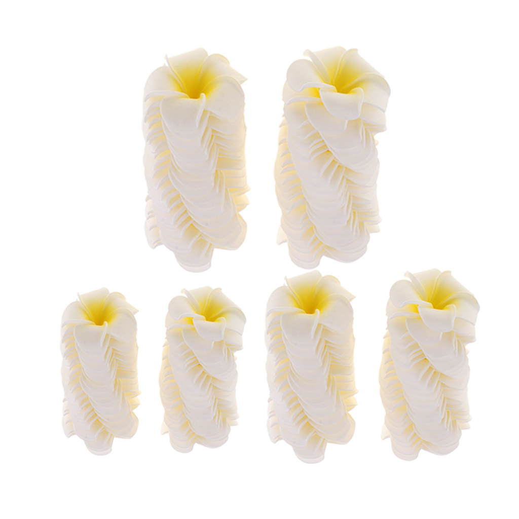 50Pcs Hawaiian Artificial Plumeria Flower Petals for Wedding Party Decor Hair Accessory (White)
