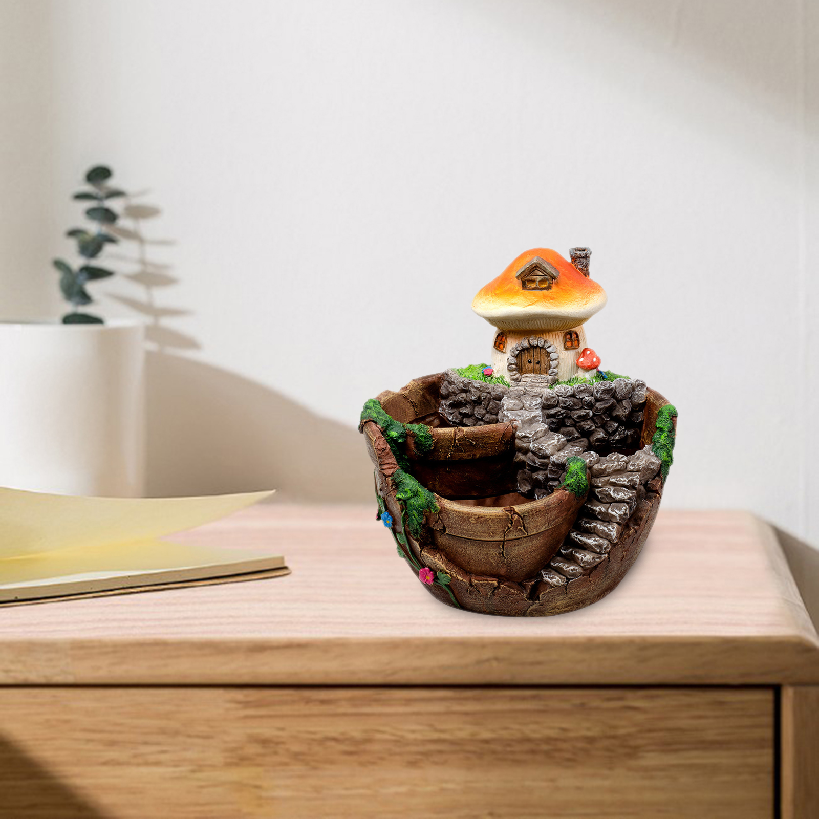 Creative Flower Pot Succulent Plants Garden Resin Container House Stairs Ladder Micro Landscape for Plant DIY Home Office Decor