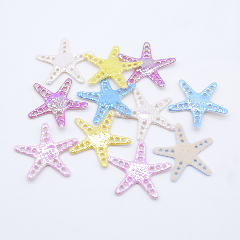 50 Stück 30 mm glitzernde AB-Farben, Seestern-Applikationen, Meerestier, schillernde Aufnäher für Kleidung, Kopfbedeckung, Schleife, Schleife, Dekor-Zubehör – Detail 3