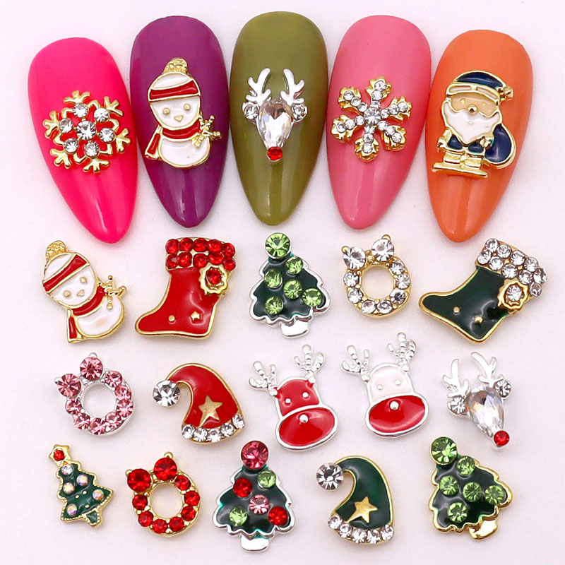 Best of 10 Pcs Christmas Series Nail Art Decoration Gold And Silver Charm Santa Claus Deer Head Shoes Snowman Hat Tree Nail Accessories Reviews & Tips