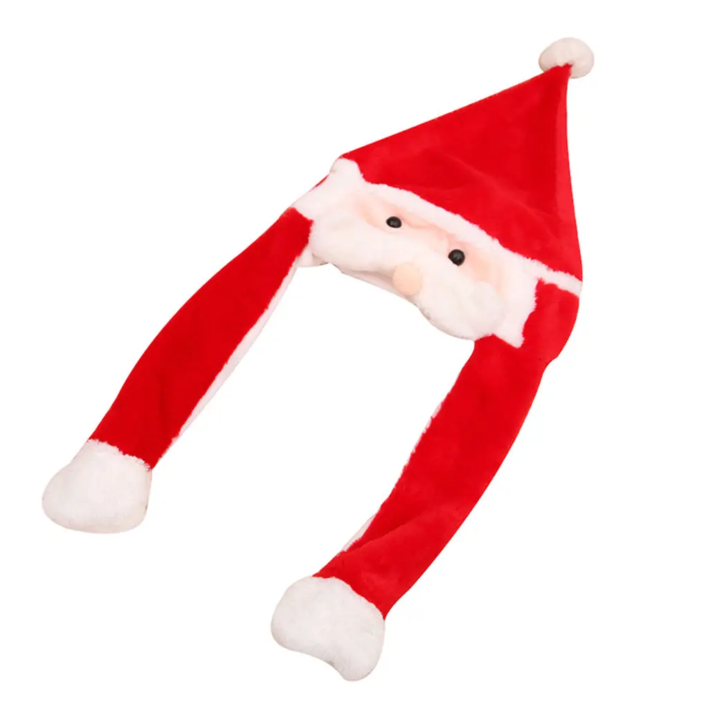 Cute Santa Claus Hat Left and Right Moving Beards Funny Play Toy Xmas Luminous Warm Costume for Cosplay Party Girlfriend Womens