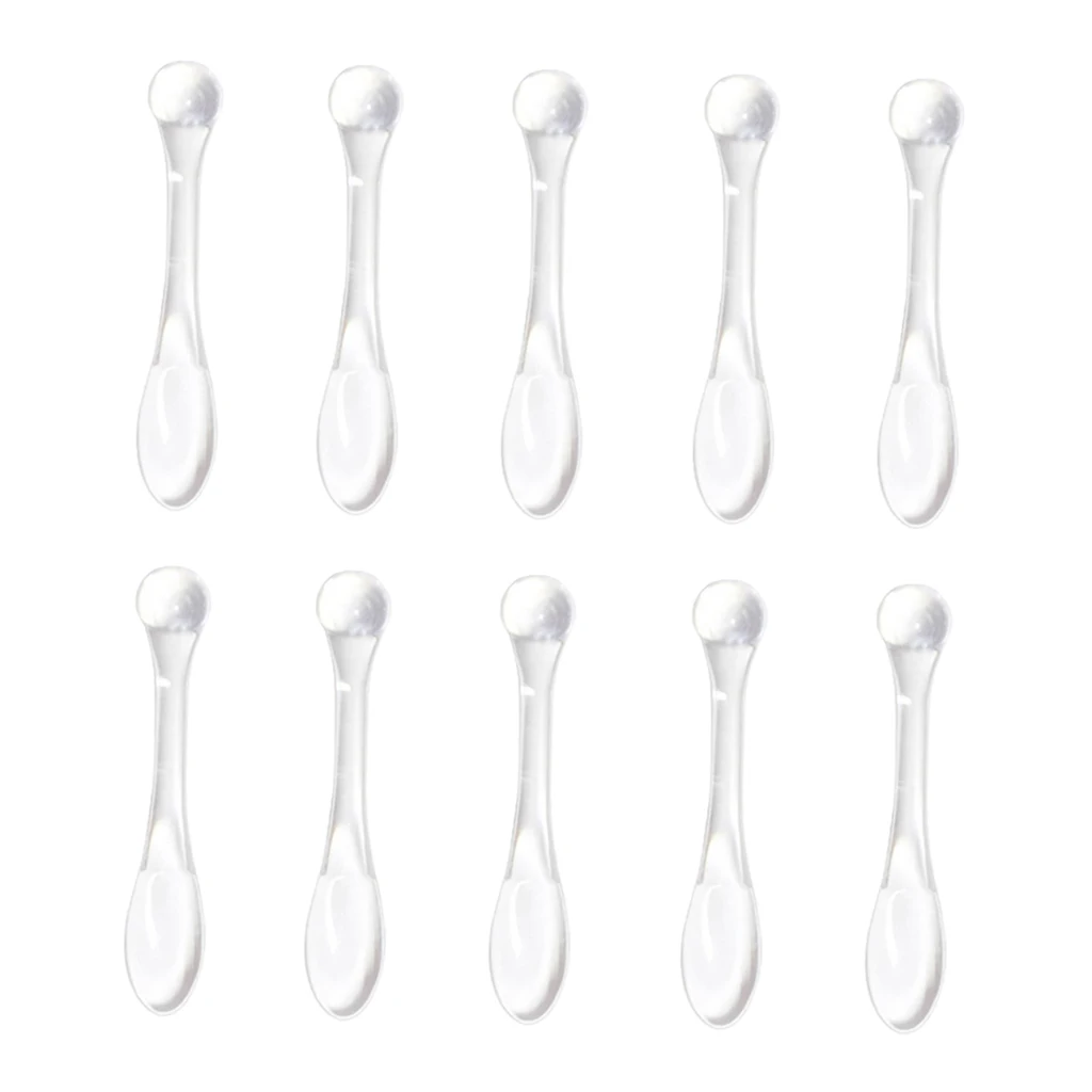 10Pcs Mini Cosmetic Spatula Mixing Sampling Facial Cream  Spoon Clear