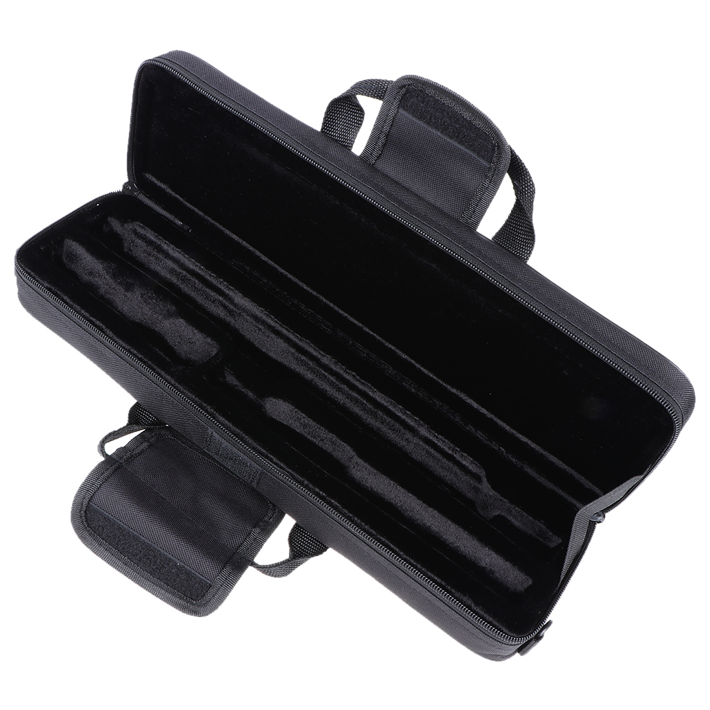 Nylon Padded Flute Case Foam Interior Bag Handbag Shoulder Bag Black
