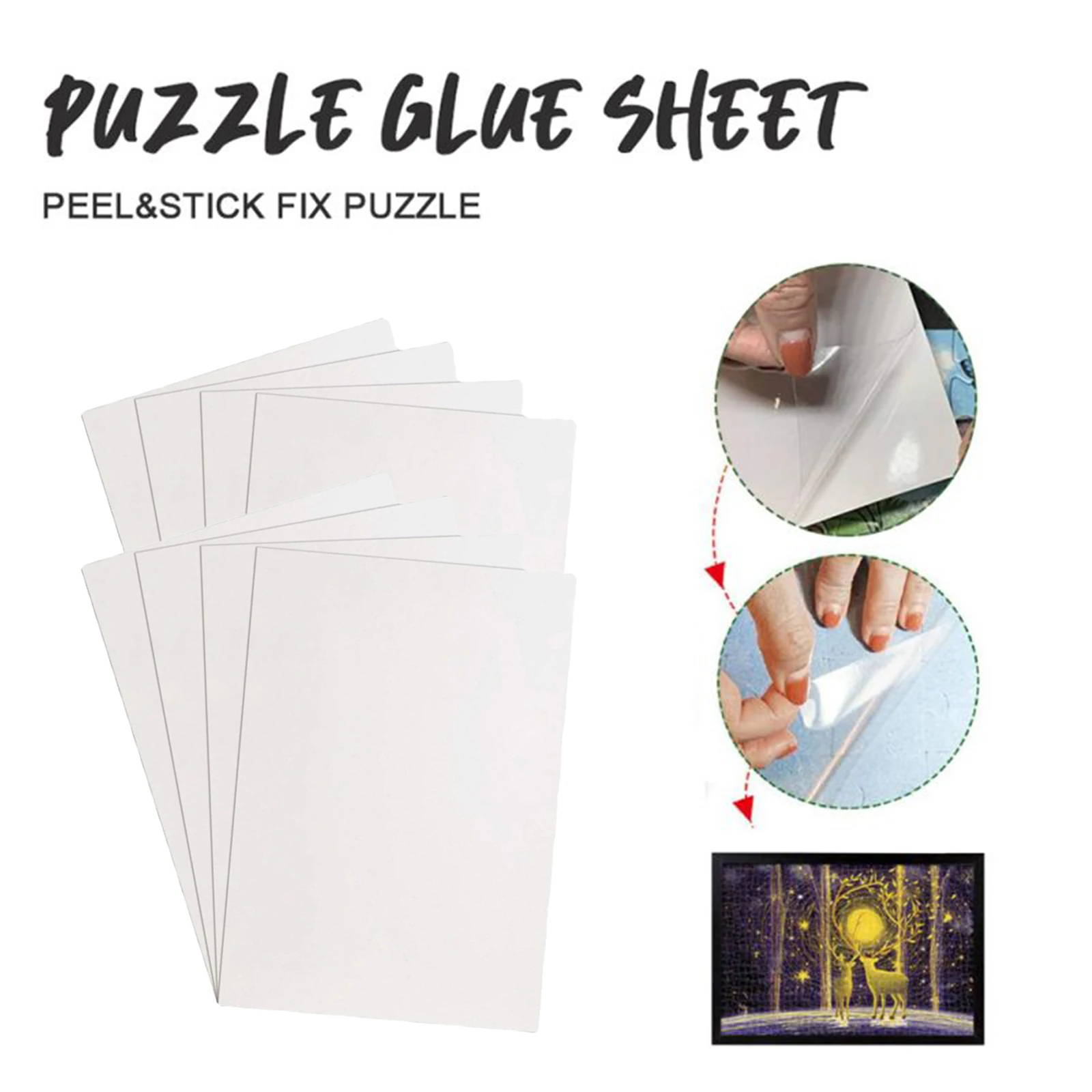 8x Clear Puzzle Glue Sheets Sticker Jigsaw Saver Backing Gluing Saving Tape