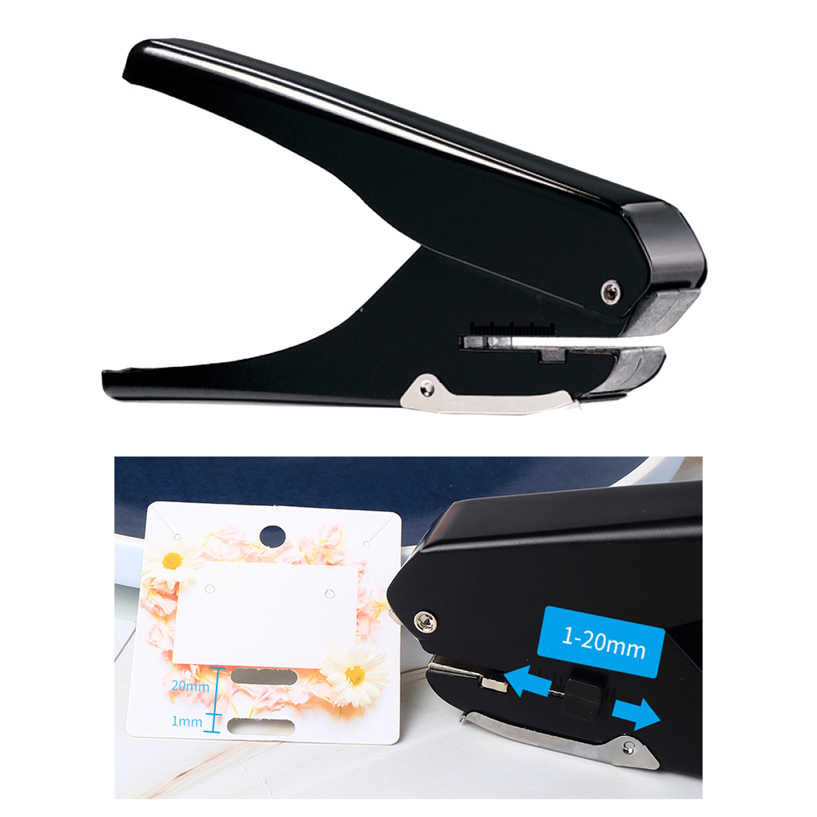 Handheld Paper Punch Hole Puncher 10 Sheets Capacity Card Tags Picture Punching Tool