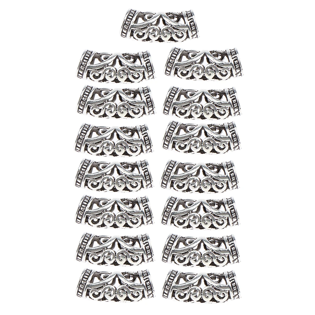 15PCS Hair Braid Pins Ring Dreadlocks Beads Cuff Clip For DIY Hair Extension