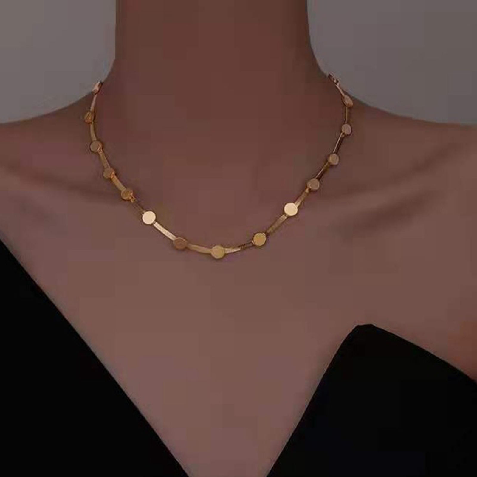 Flat Snake Chain Necklaces Women Charm 