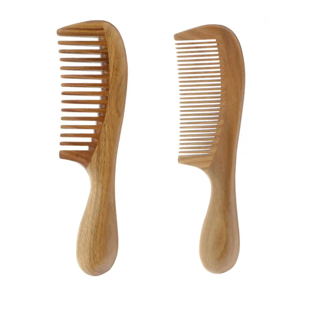 Wide Fine Teeth Wood Hair Comb Sandalwood Beard Mustache Brush Grooming Tool