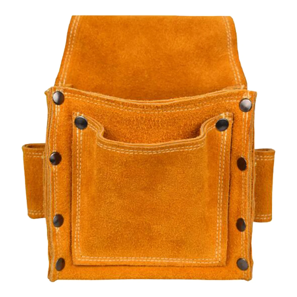 Multi-function Leather Tool Pouches Durable Thicken Strong Cowhide Tool Pouches 2 Bags Nail Carpenter best tool backpack