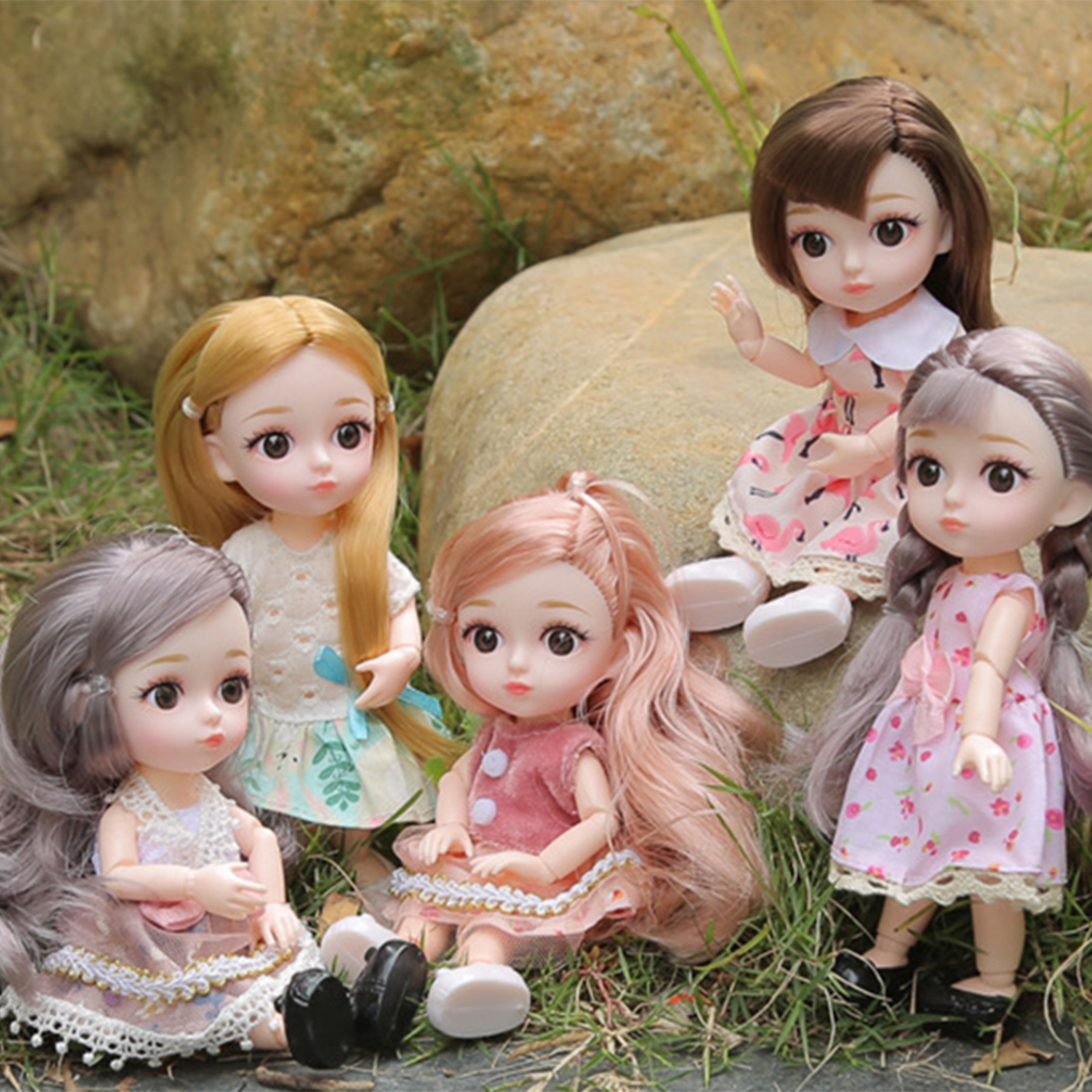 12 Joints 16cm Baby Doll Long Hair Dress Up for BJD Dolls Toy DIY Accessory