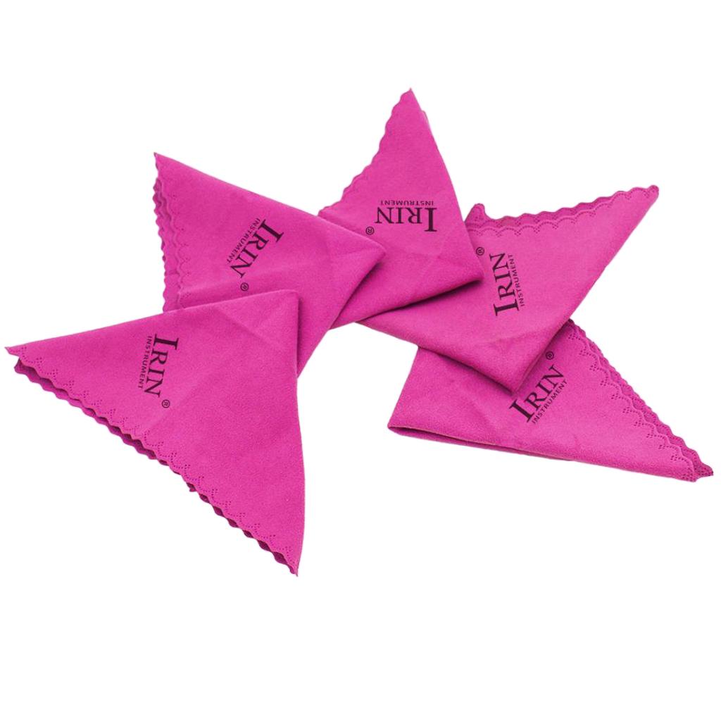 Pack of 5 Square Clean Polish Wipe Cloth Towel 250x250mm for Guitar Cello Violins Ukulele Flute Accessory Rose Red