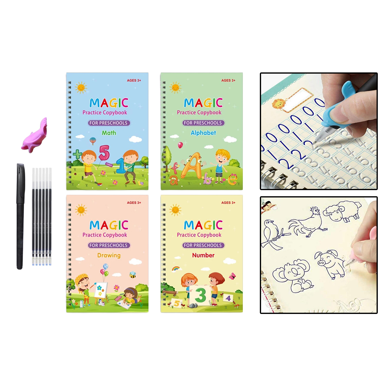 Kids Practice Copybook Reusable Handwrite Practic Calligraphy Copybooks Children Baby Kids Kindergarten Drawing Supplies