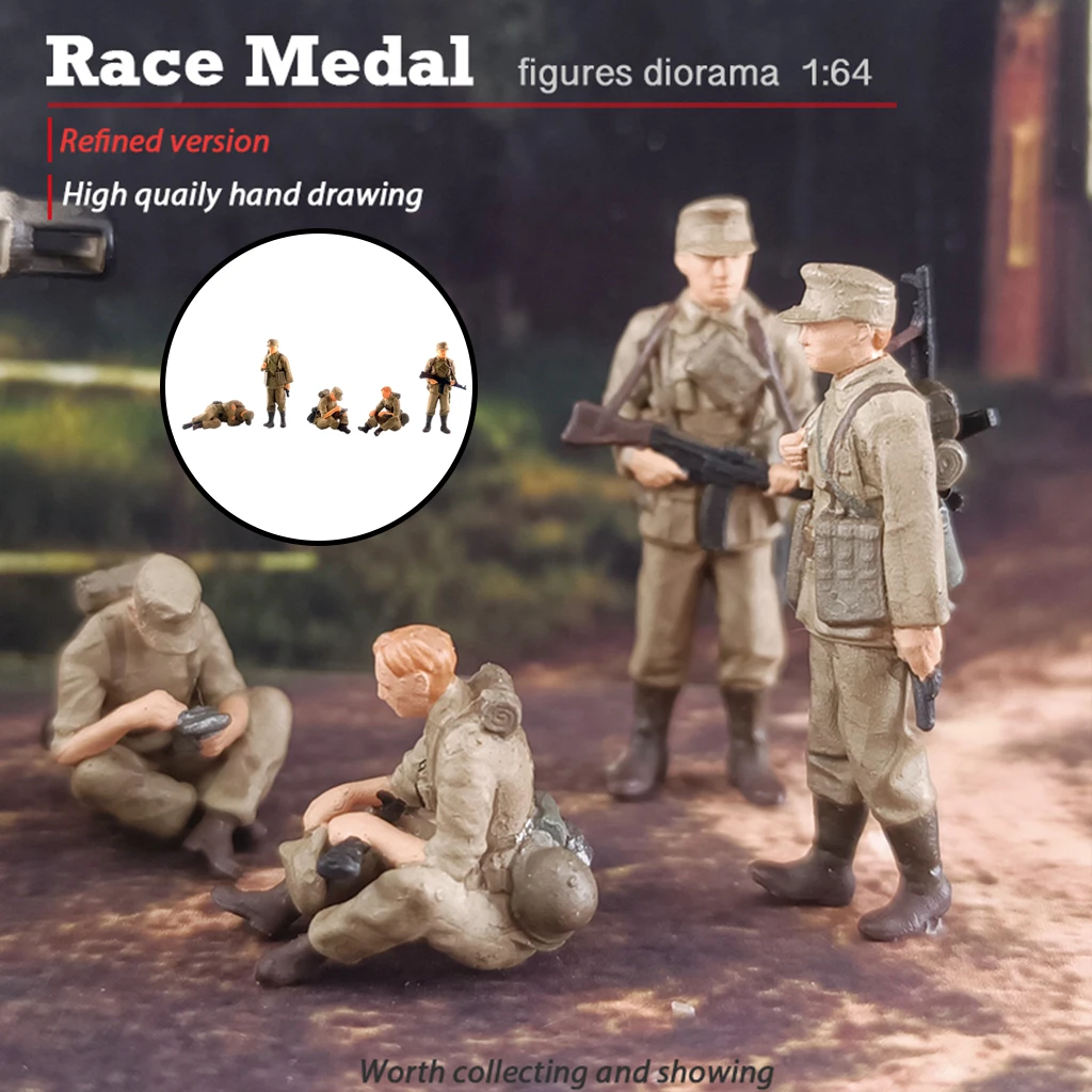 5 Pack 1:72 Characters PVC 2cm Soldiers Street Sand Table Scenery Diorama Model Decoration