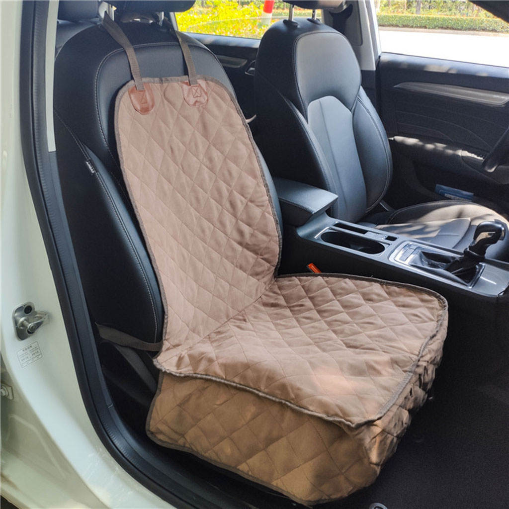 Waterproof Dog Front Bench Car Seat Cover Suede with Buckle & Belt Mat Resistant Dirty Pad for SUV Small to Medium Accessories