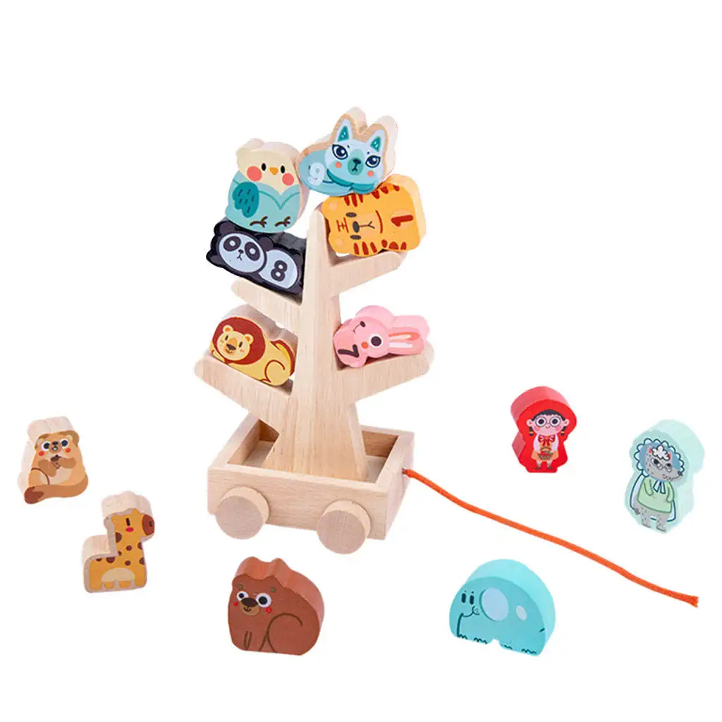 Animal Balance Stacker Game Shape Building Block Preschool Sensory Toy Game