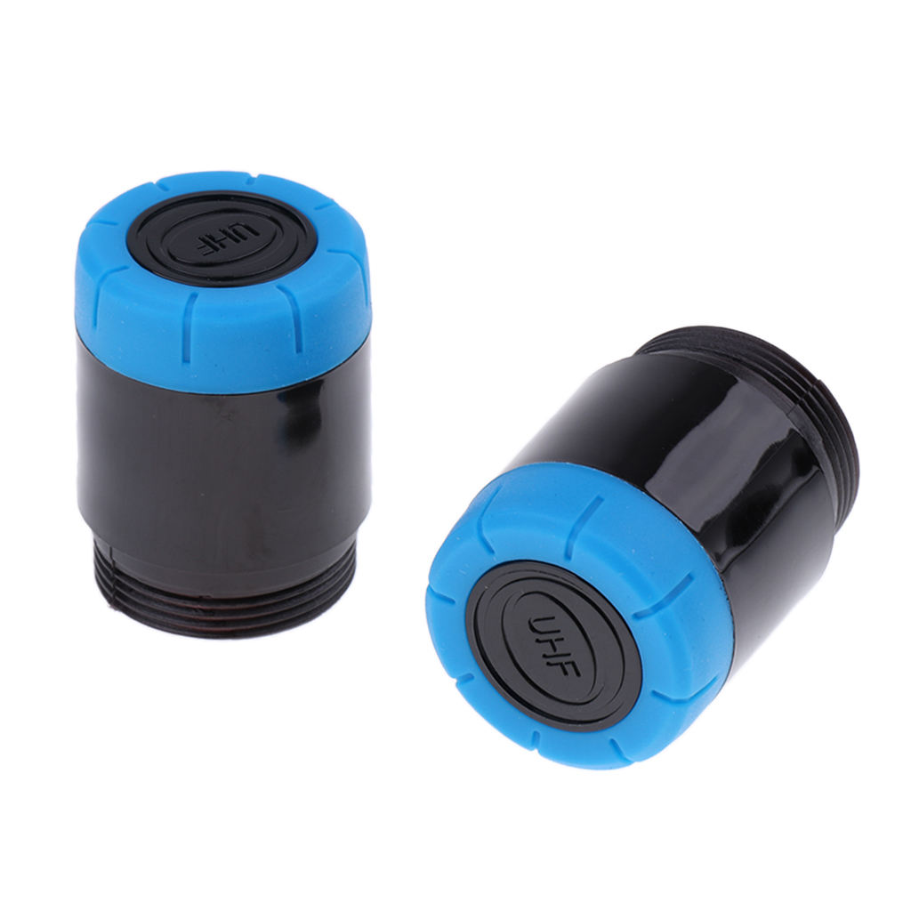 2 pcs Replacement Mic Battery Screw On /cup/cover For Microphone Black&Blue