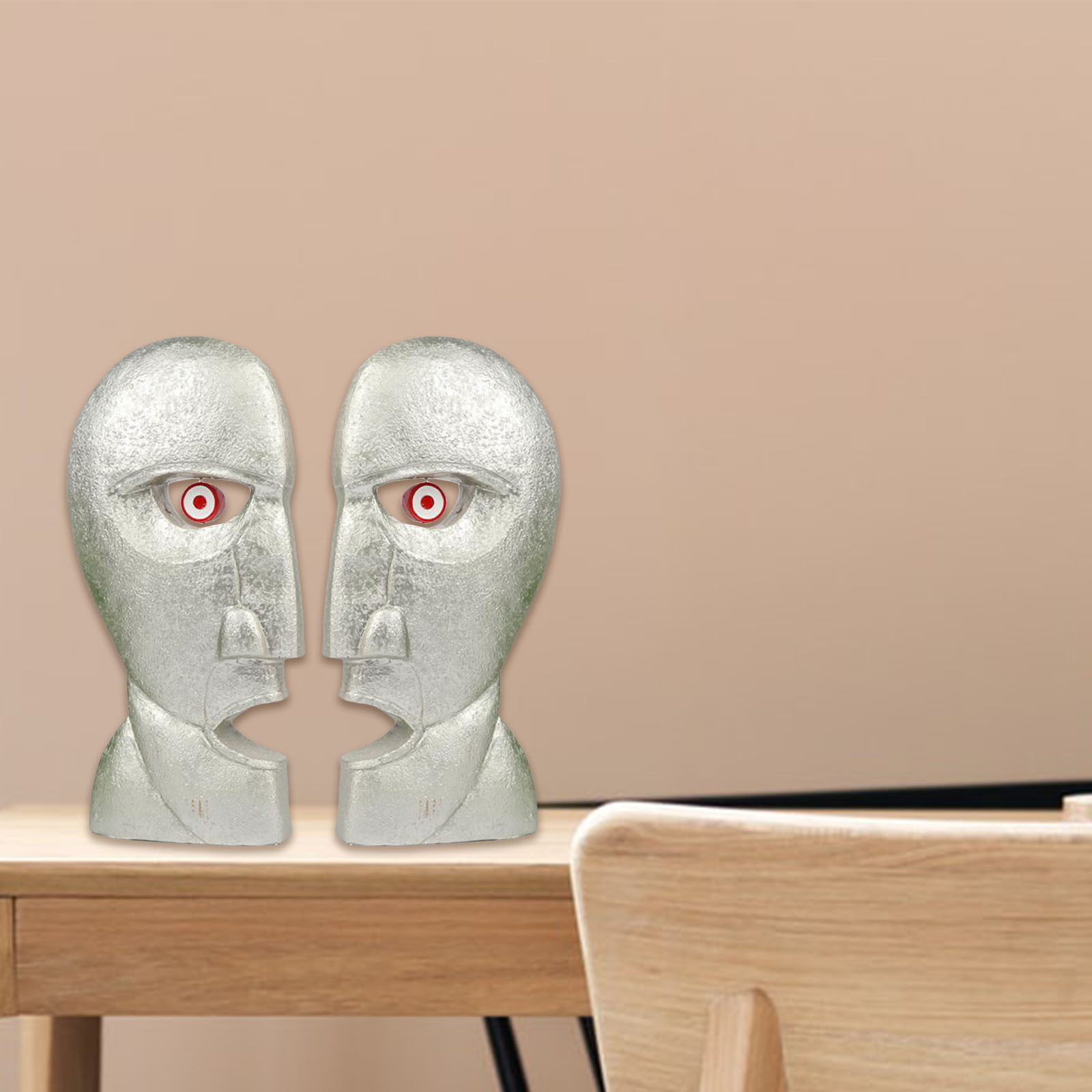 Creative Human Face Statue Abstract Double-Sided Face Sculpture for Home Living Room Bed Room Decor