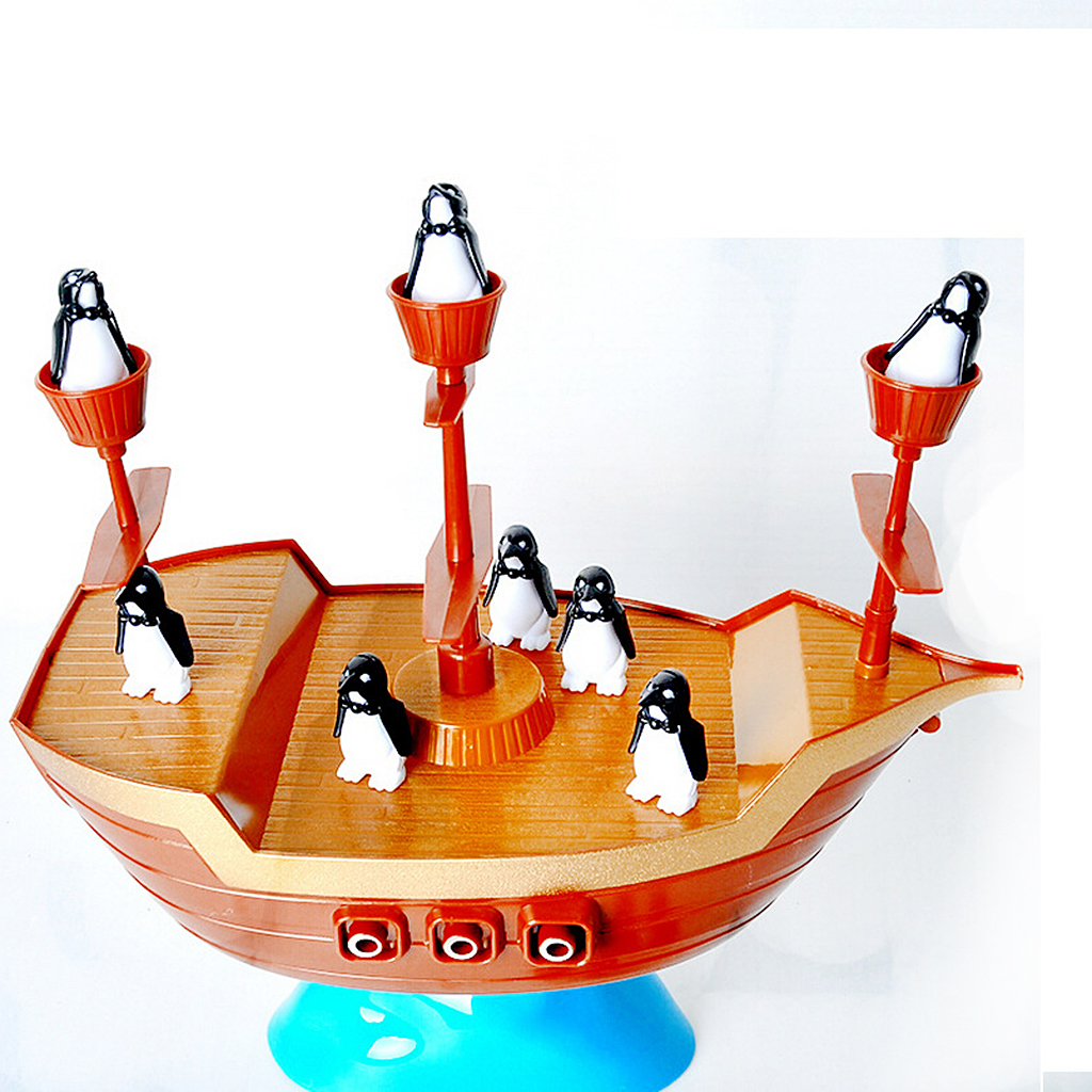 Children Plastic Toy Pirate Boat Toy Penguin Balance Game Board Toy