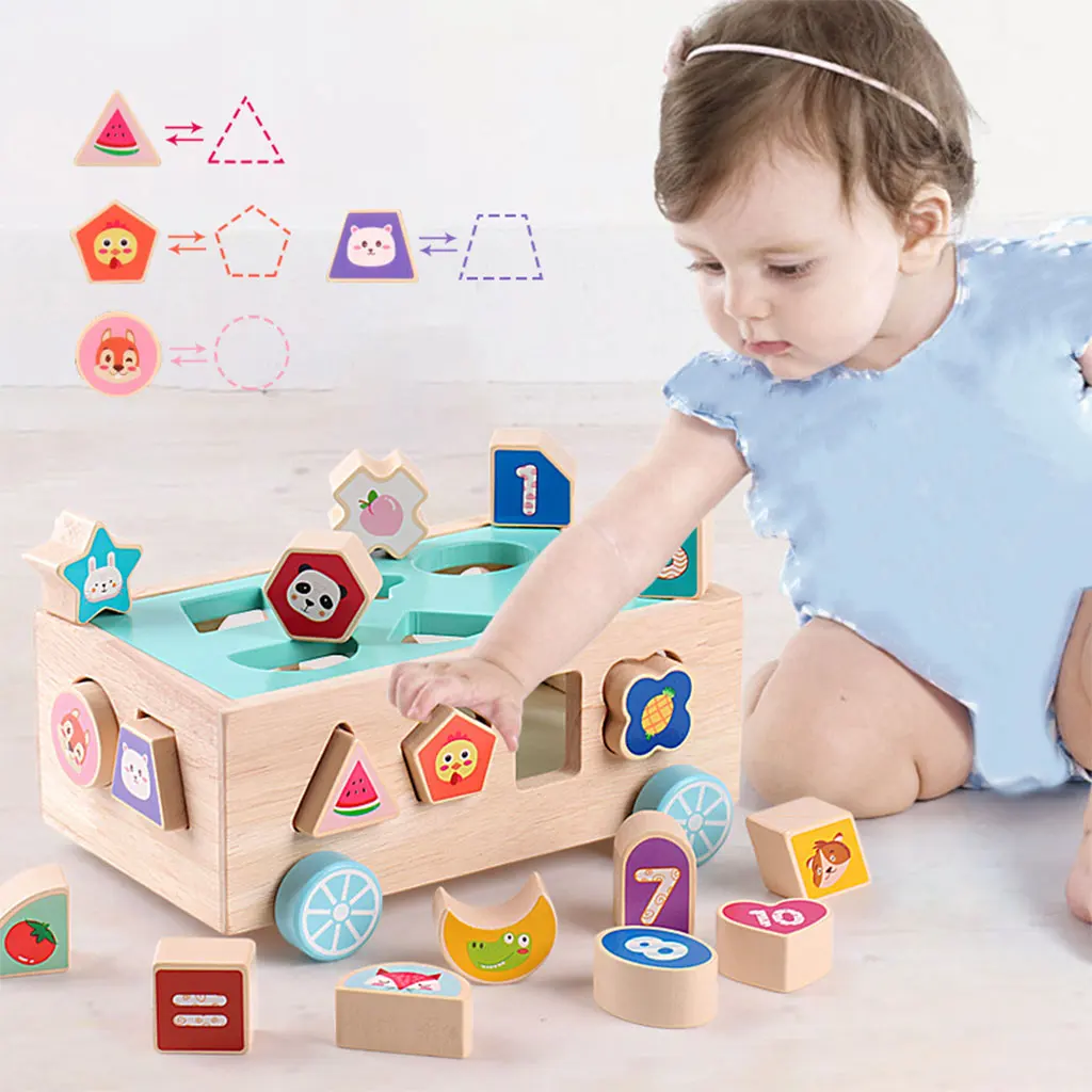 Shape Sorting Cube Creative Geometry Learning Classic Colorful Matching Didactic Classic Shape Sorter Puzzle for Boys & Girls