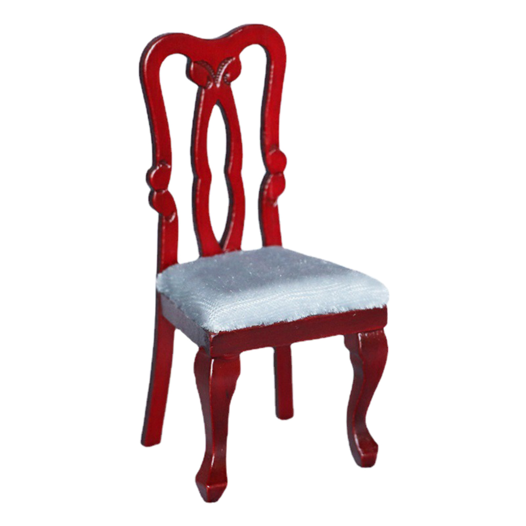1:12 Miniature Dollhouse Red Dining Chair with Cushion Kitchen Dining Room Furniture