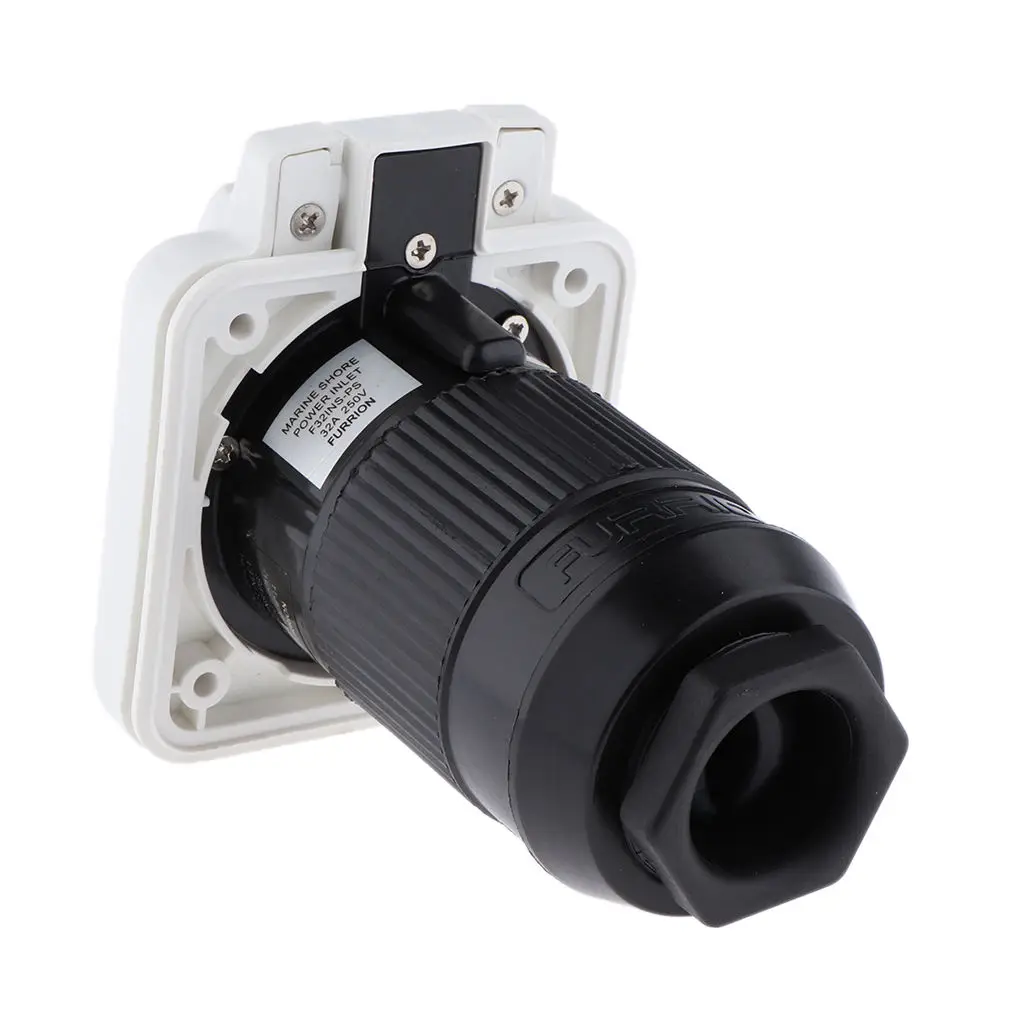 32A 250V Marine Shore Power Inlet Square Socket For Boat Yacht RV Motorhome