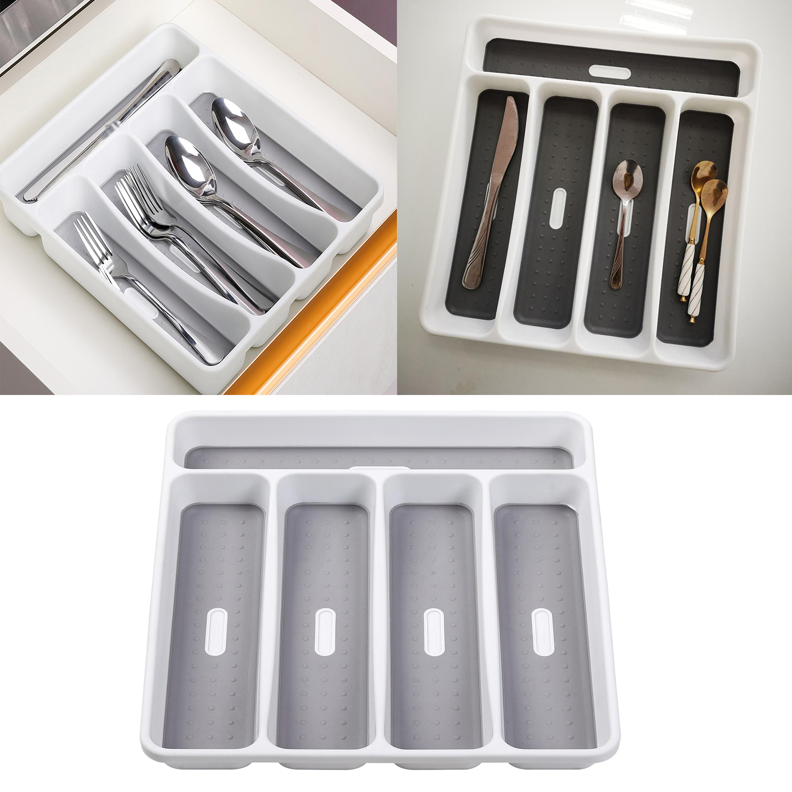 Cutlery Tray Insert Kitchen Plastic Drawer Draw Organizer for Home RV Motorhome, 5 Compartments