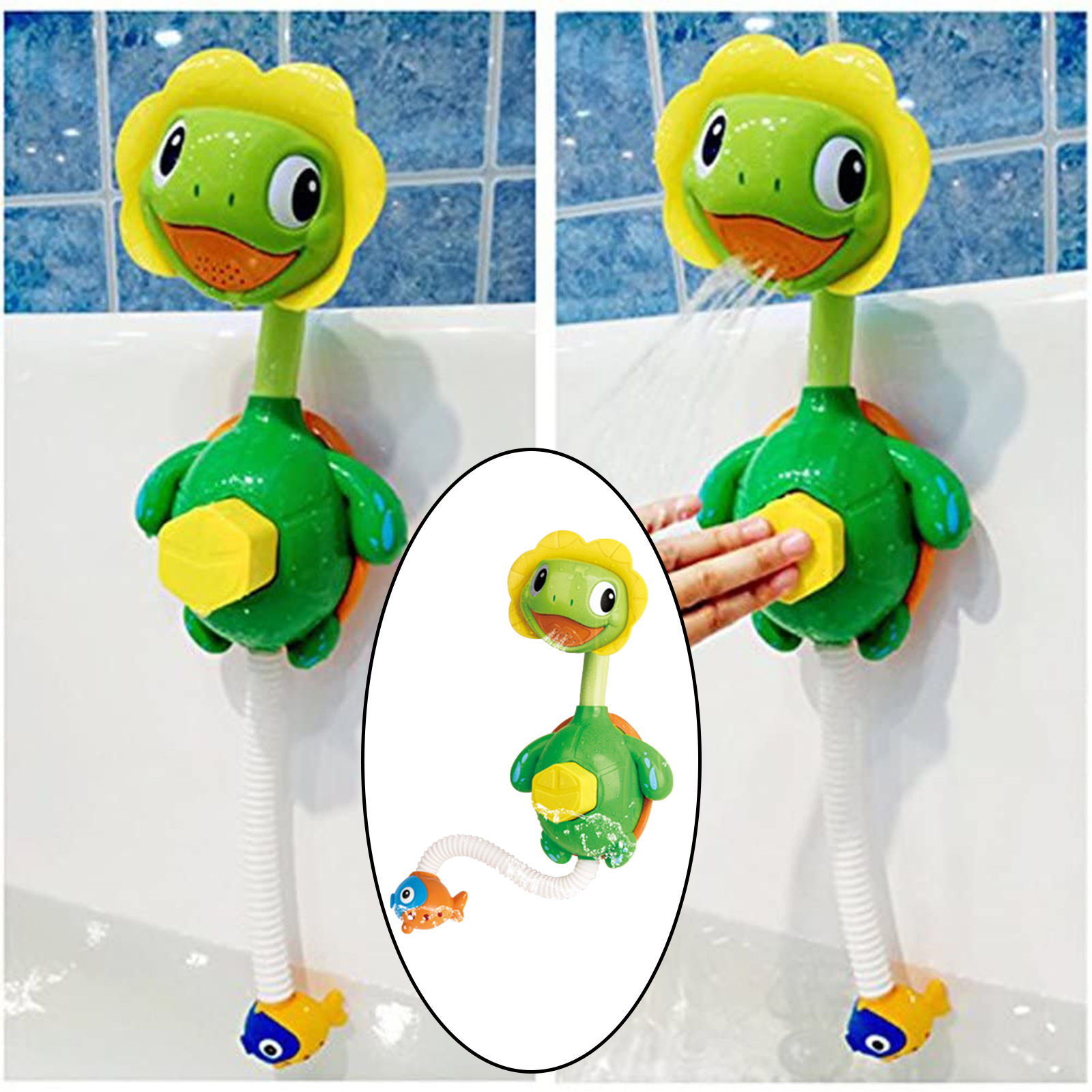Baby Bath Toy Water Play Turtle-shaped Bathtub Sink Shower Wall Suction