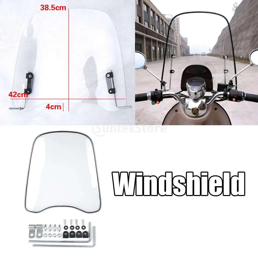 Motorcycle Scooter Clear Windshield Windscreen Wind or Universal
