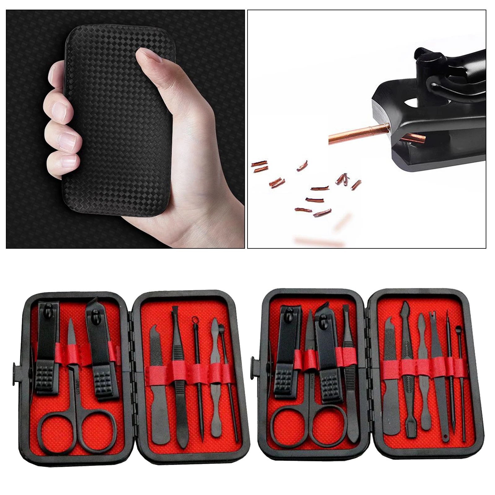 Professional Manicure Stainless Steel Pedicure Care Tool Set in a Leather Box