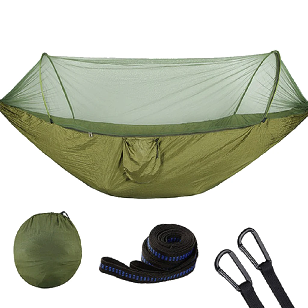Portable Parachute Outdoor Camping Hammock with Mosquito Net Straps Carabiners