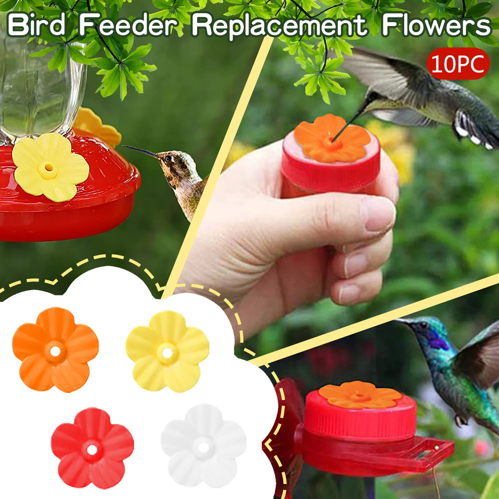 MORE BIRDS HUMMINGBIRD FEEDER REPLACEMENT FLOWERS  6 FLOWERS 