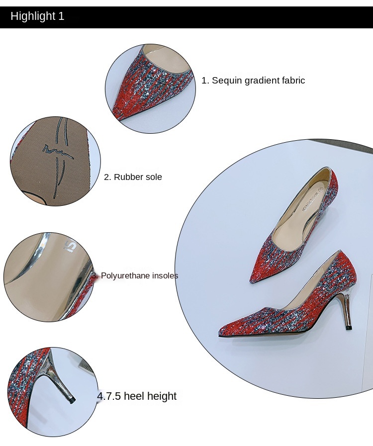 2021 Spring European and American Casual Fashion Pointed Stiletto High Heels Ladies Sexy Shallow Mouth Single Shoes