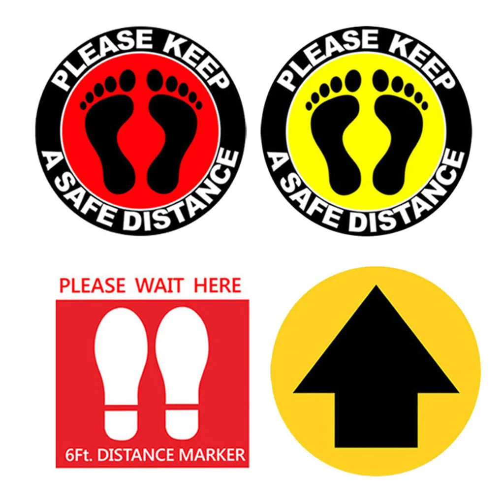 Safety Floor Sign 2-50X Social Distancing Floor Decal Stickers Anti-Slip Marker 