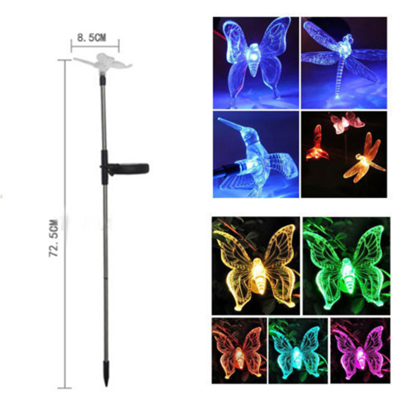 Jardim ao ar Energia Solar Borboleta Libélula Pássaro Livre Gramado Caminho Paisagem Lâmpada Js23 Led Luz 9 Energia solar led luz borboleta libélula pássaro
