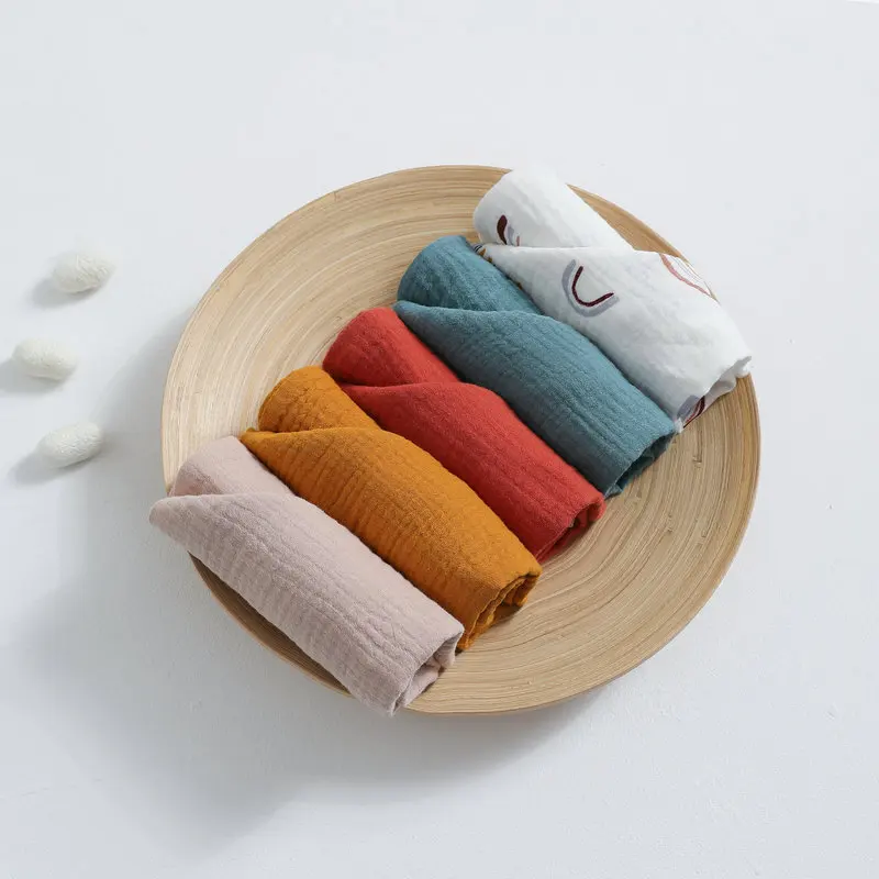 quilt 5pcs/set Muslin Baby Blanket 100% Cotton Baby Gauze Towel Scarf Newborns Bathing Feeding Face Washcloth Wipe 23x23cm coverlet