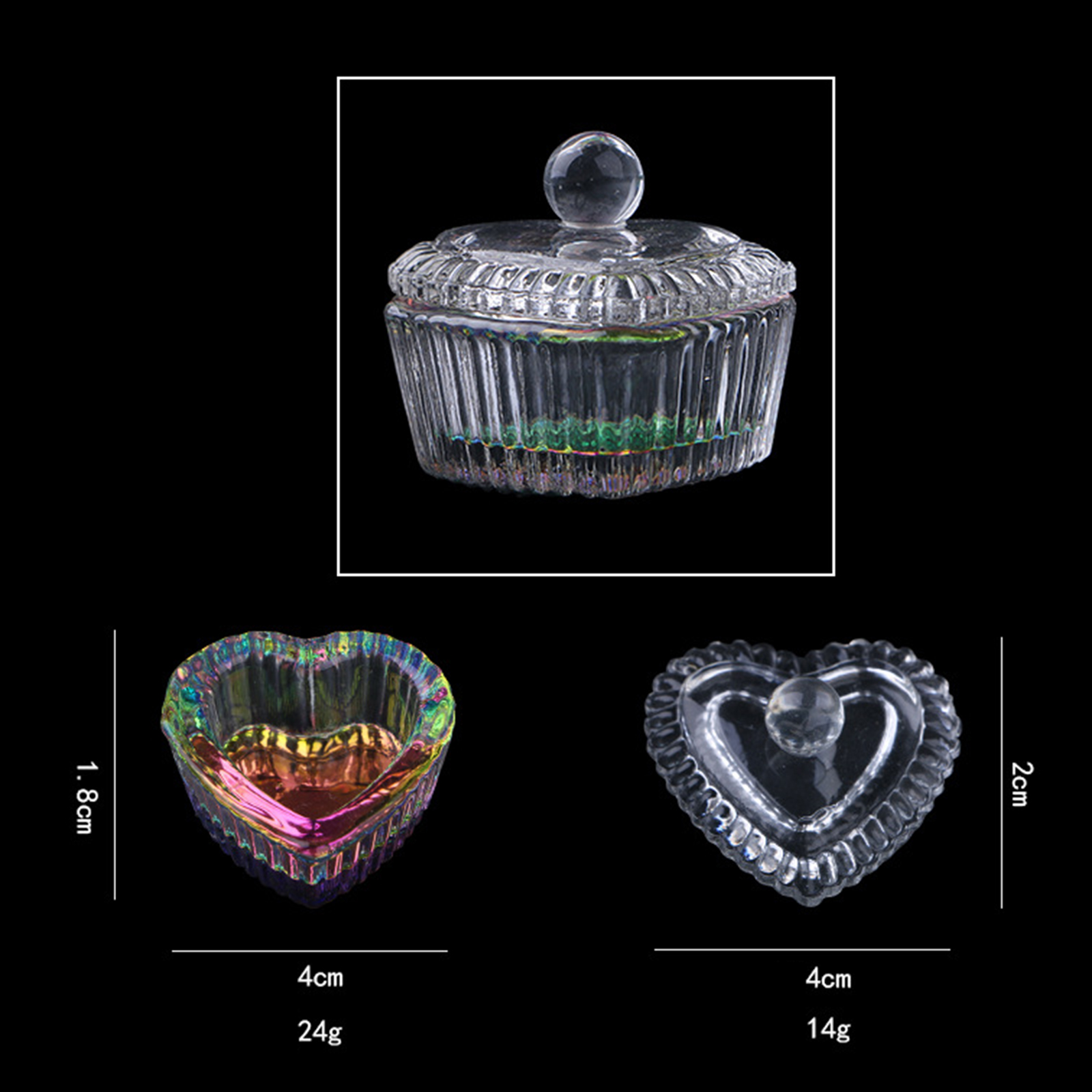 Liquid Powder Dappen Dish Crystal Glassware with Lid for Nail Art Dappen Dish Bowl Glass Crystal Cup Glassware
