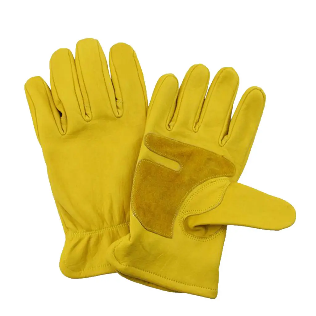 Mens Motorcycle Cowhide Leather Yellow Racing Motorbike Biker Gloves