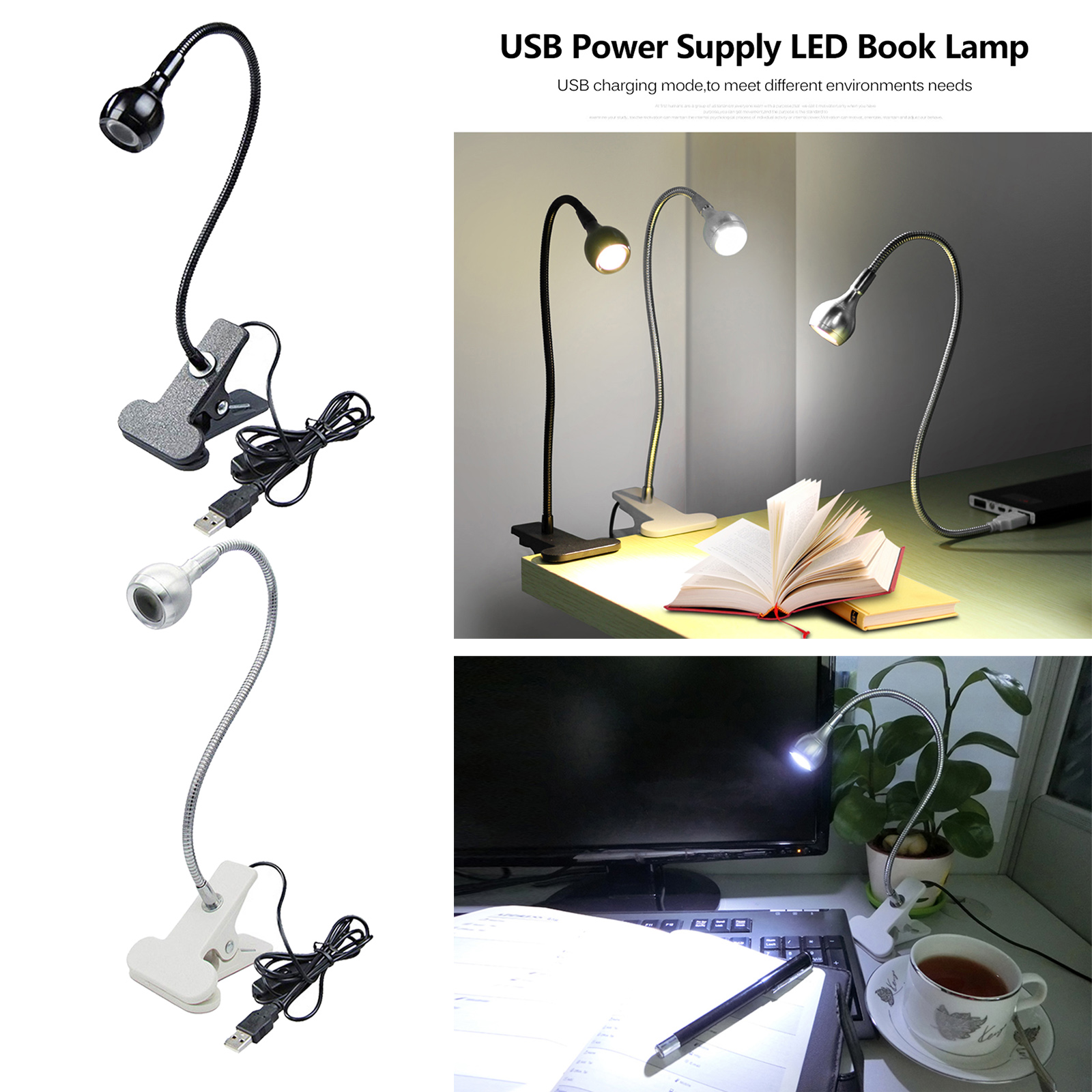 LED Desk Lamp Adjustable with Clamp Metal Table Eye-Caring Home Office