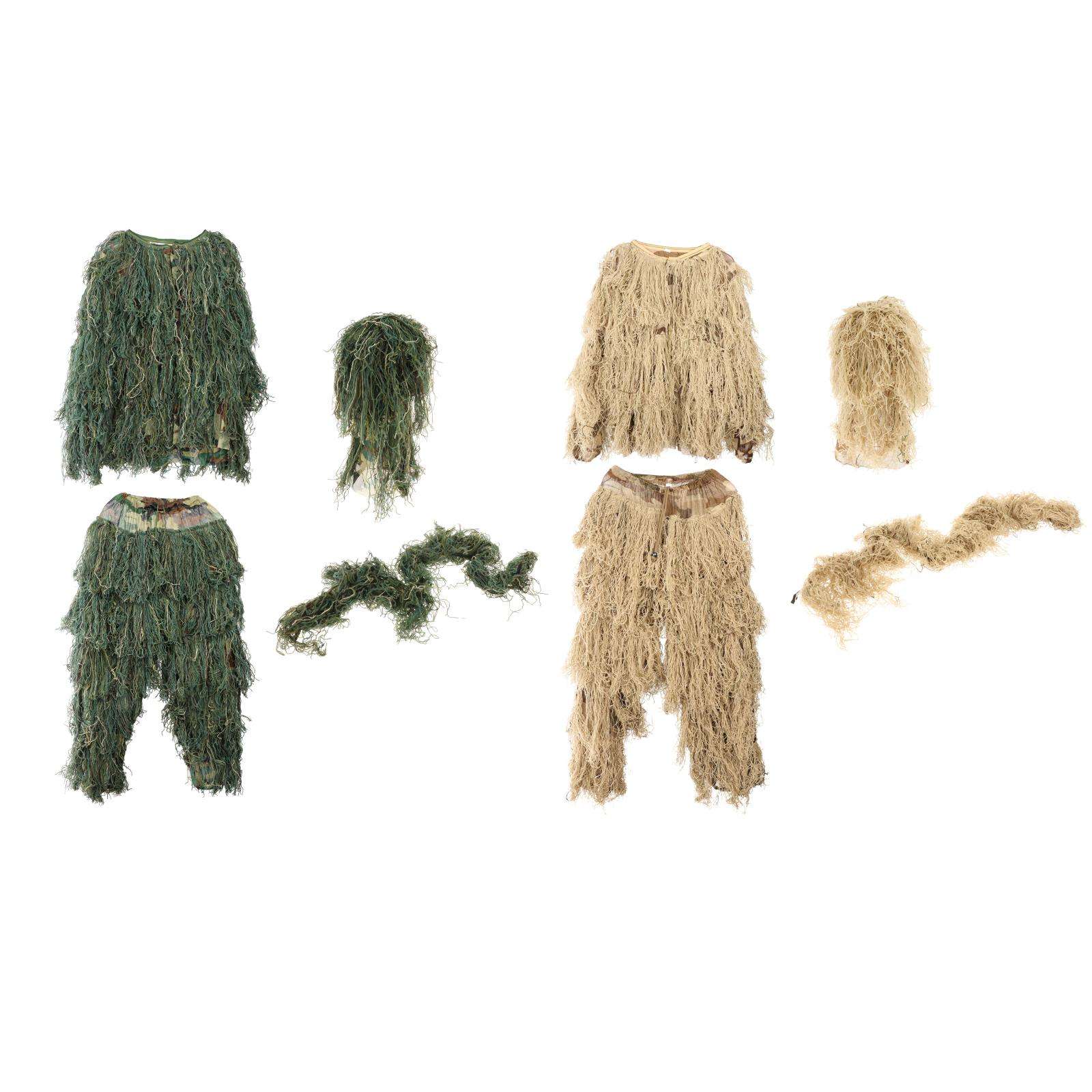 Outdoor Camo Suits Ghillie Suits 3D Woodland Camouflage Clothing Sniper Military Clothes Pants for Jungle Hunting, Shooting