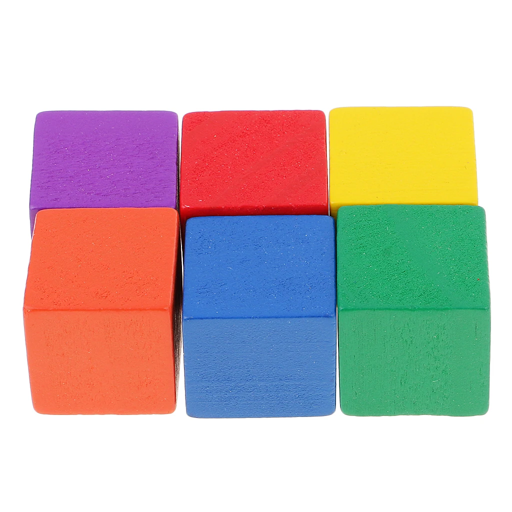 100 Pieces Colorful Wooden Square Cubes Blocks for Kids Craft Toys 0.78inch 